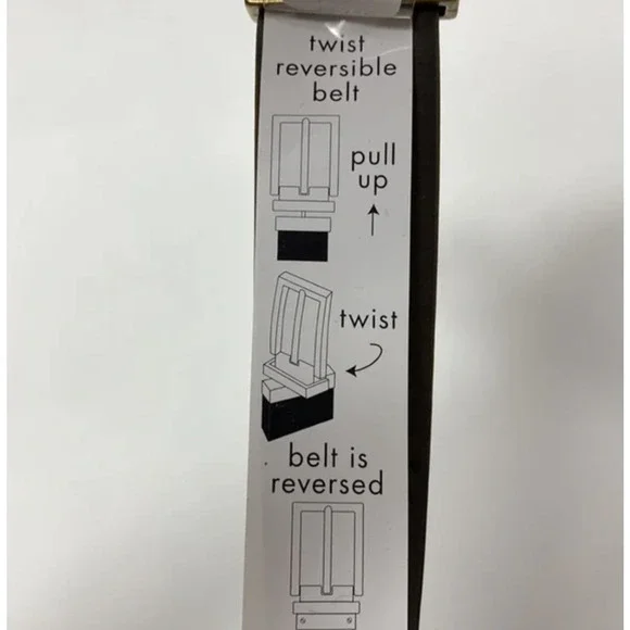 NWT! Frye REVERSIBLE Leather Belt Bronze Gold Buckle Tan Gray Size LARGE 36" - Picture 8 of 8